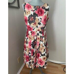 H&M Pink Floral Flare Dress Size 14